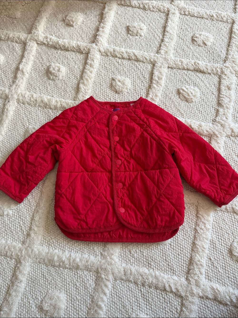 Zara Kids Quilted Red Snap-Front Jacket